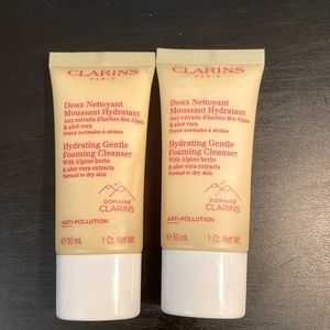 NWT Clarins Hydrating Gentle Foaming Cleanser 2 travel tubs